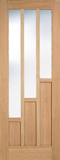 LPD Oak Coventry Glazed 3L Pre-Finished Glass Internal Door