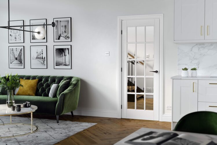 LPD White SA Glazed 15L Primed Solid Core Internal Door with Clear Glass