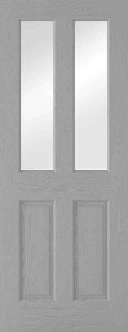 LPD Grey Moulded Glazed 2P-2L Pre-finished Clear Internal Door