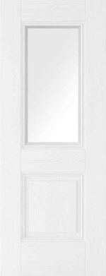 LPD White grain Arnhem Glazed 1L Primed Clear Bevelled Internal Door