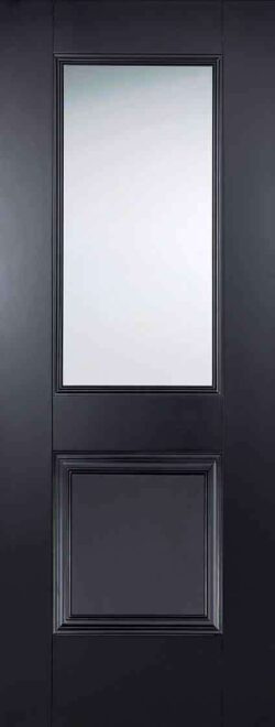 LPD Black Arnhem Glazed 1L Primed Plus Clear Bevelled Internal Door