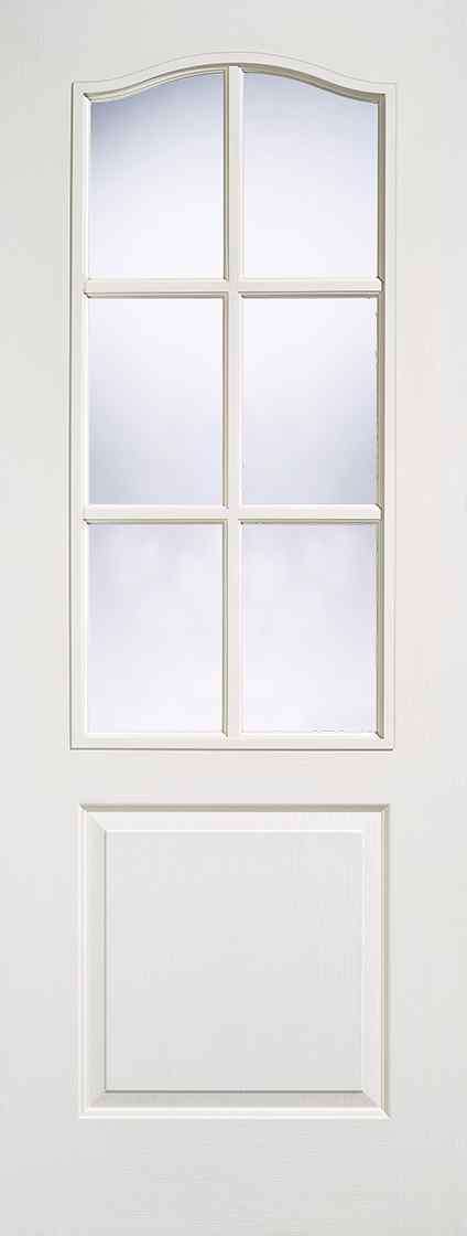 LPD White Moulded Classical 6L Glazed Primed Clear Internal Door