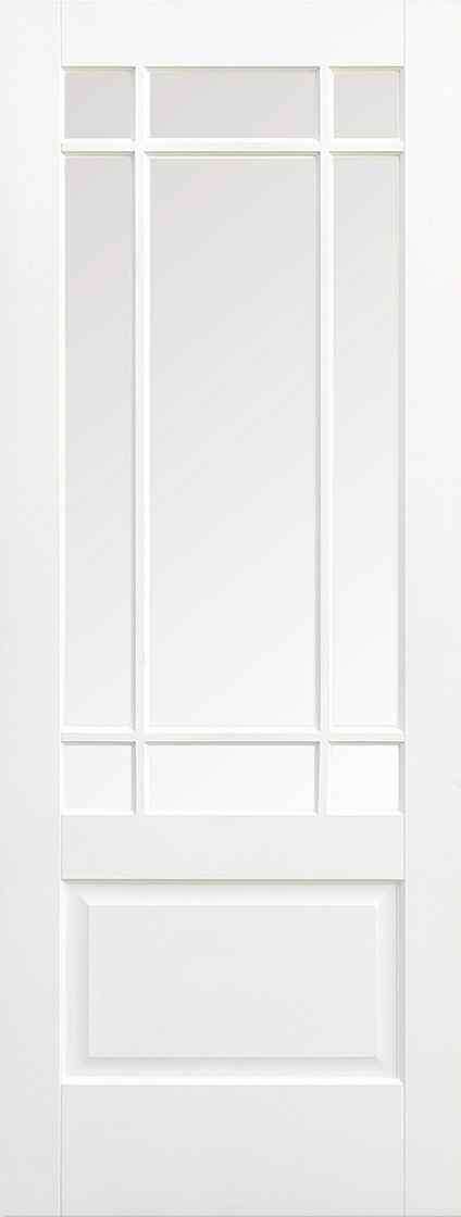 LPD White Downham 9L Glazed Primed Clear Bevelled Glass Internal Glazed Door