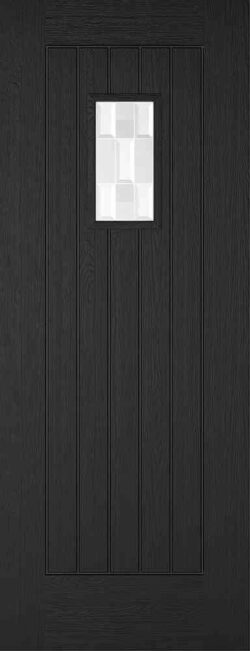 LPD Charcoal Grey Embossed Suffolk 1L Pre-Finished Bevel Double Glazed External Composite Door