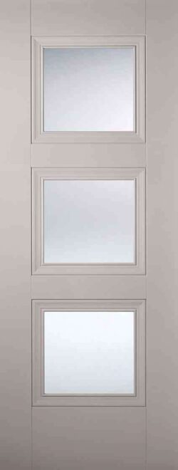 LPD Grey Amsterdam Glazed 3L Silk Primed Clear Bevelled Internal Door