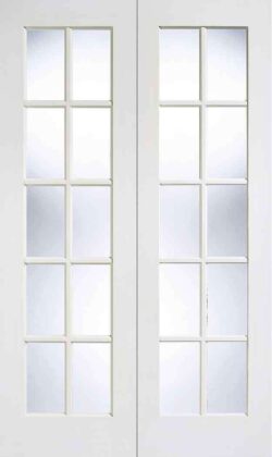 LPD White GTPSA Glazed Pair Primed Clear Bevelled Internal French Door