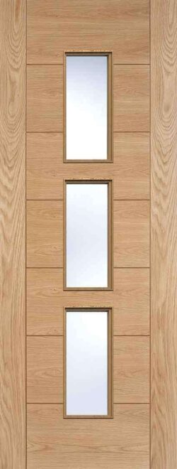 LPD Oak Hampshire Glazed 3L Pre-Finished Clear Glass Internal Door