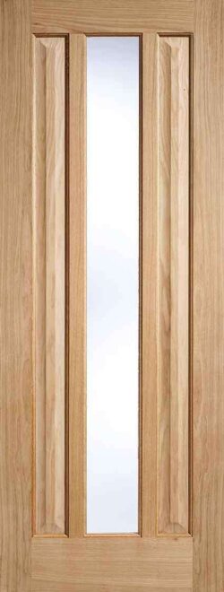 LPD Oak Kilburn Glazed 1L Unfinished Clear Glass Internal Door
