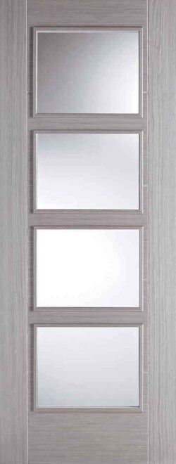 LPD Light Grey Vancouver Glazed 4L Pre-Finished Glass Internal Door