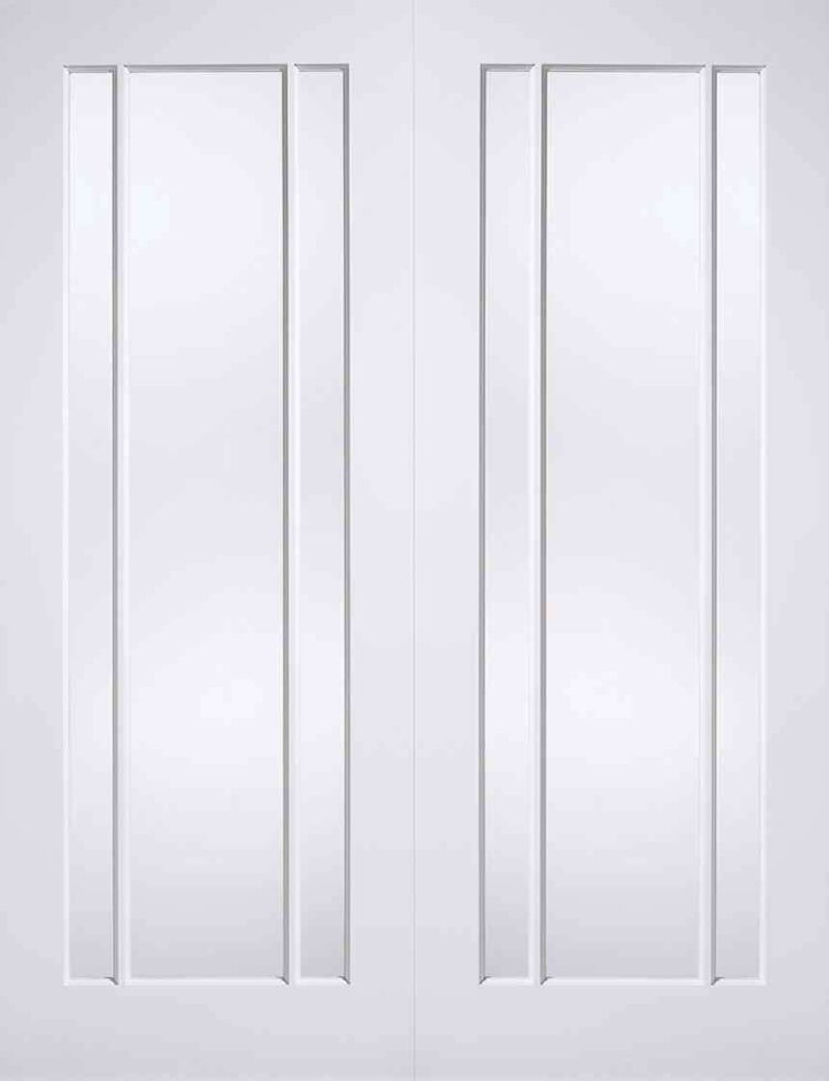 LPD White Lincoln Glazed Pair Primed Clear Glass Internal Door