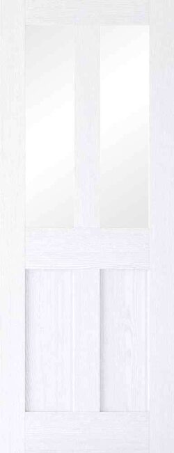 LPD London 2L White Primed Grain Clear Glazing Internal Glazed Door