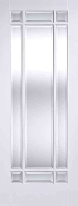 LPD White Manhattan Glazed 9L Primed Clear Bevelled Glass Internal Door
