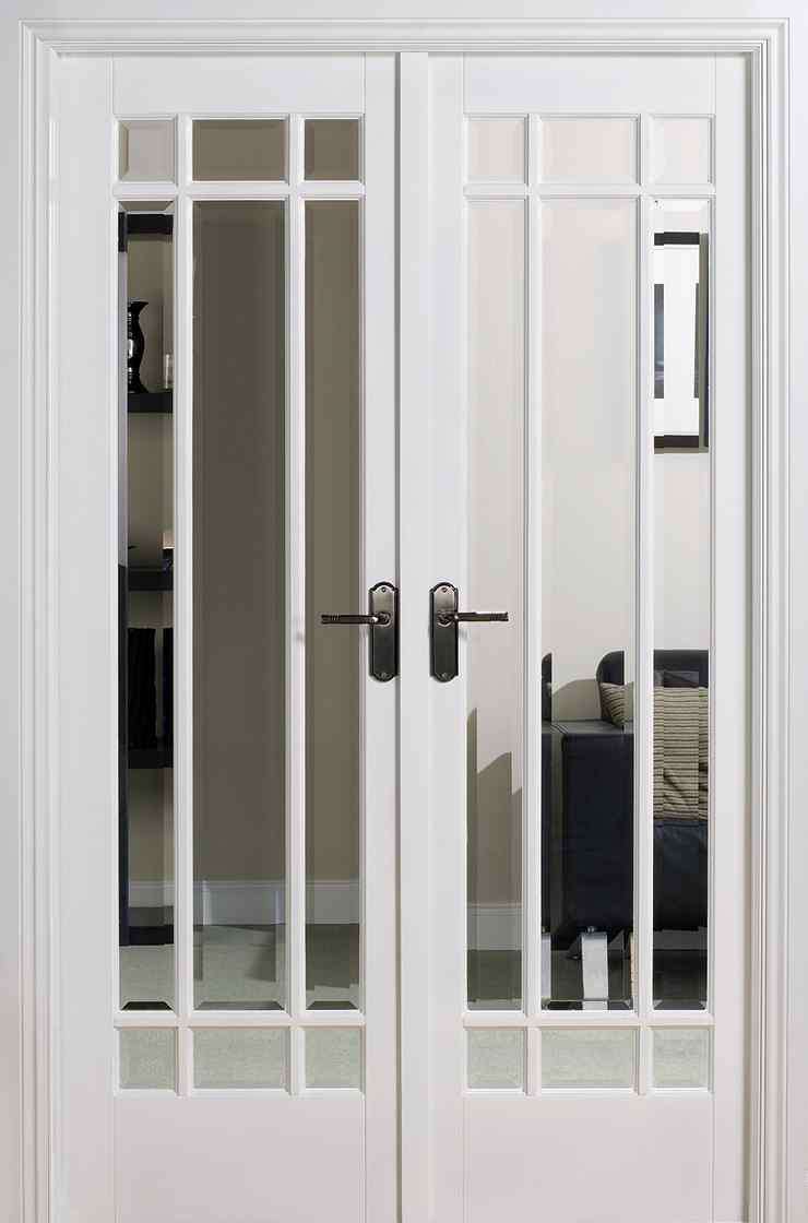 LPD Room Divider Manhattan W4 White Primed Clear Bevelled Internal Door