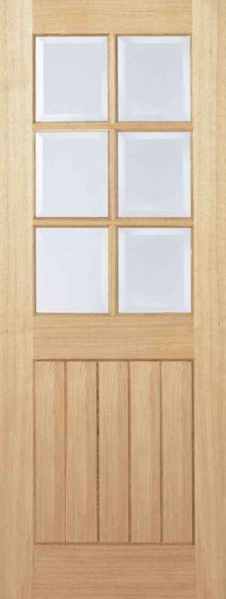 LPD Oak Mexicano Glazed 6L Unfinished Clear Bevelled Glass Internal Door