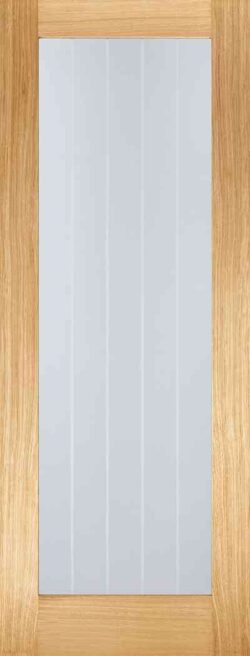 LPD Oak Mexicano Pattern 10 Pre-Finished 1L Clear Glass and Frosted Lines Internal Glazed Door