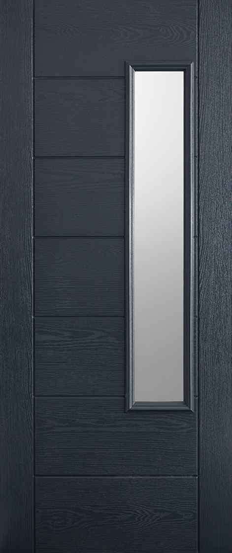 LPD GRP Newbury Grey 1L Pre-Finished Glazed External Composite Door