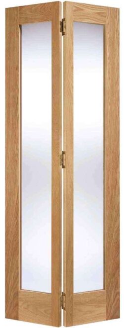 LPD Oak Pattern 10 Bi-Fold Unfinished Clear Glass Internal Door