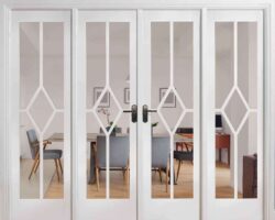 LPD Room Divider Reims W8 White Primed Clear Bevelled Glass