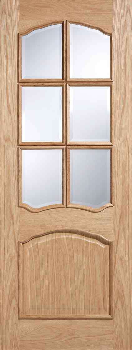LPD Oak Riviera Glazed 6L RM2S Unfinished Clear Bevelled Glass Internal Door