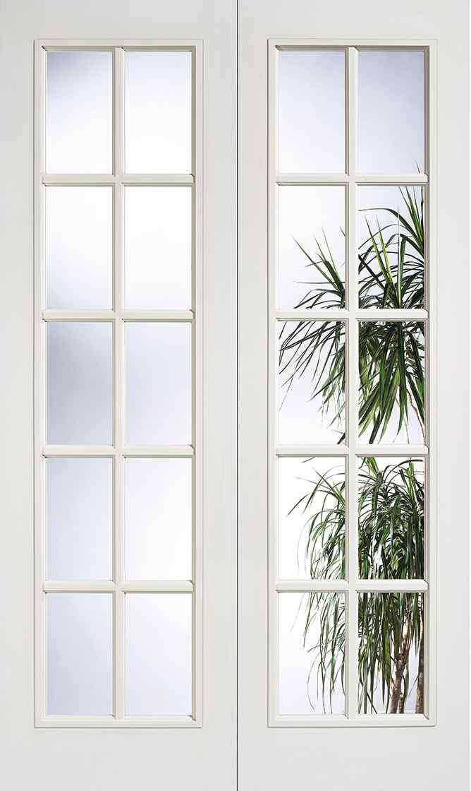 LPD White Moulded SA 20l Pair Primed Clear Internal French Door