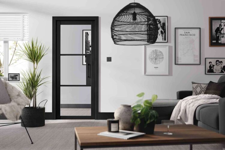 LPD Black Tribeca Glazed 3L Clear Primed Plus Internal Door
