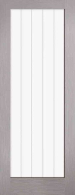 LPD Grey Moulded Textured Vertical Glazed 1L Pre-Finished Glass Internal Door