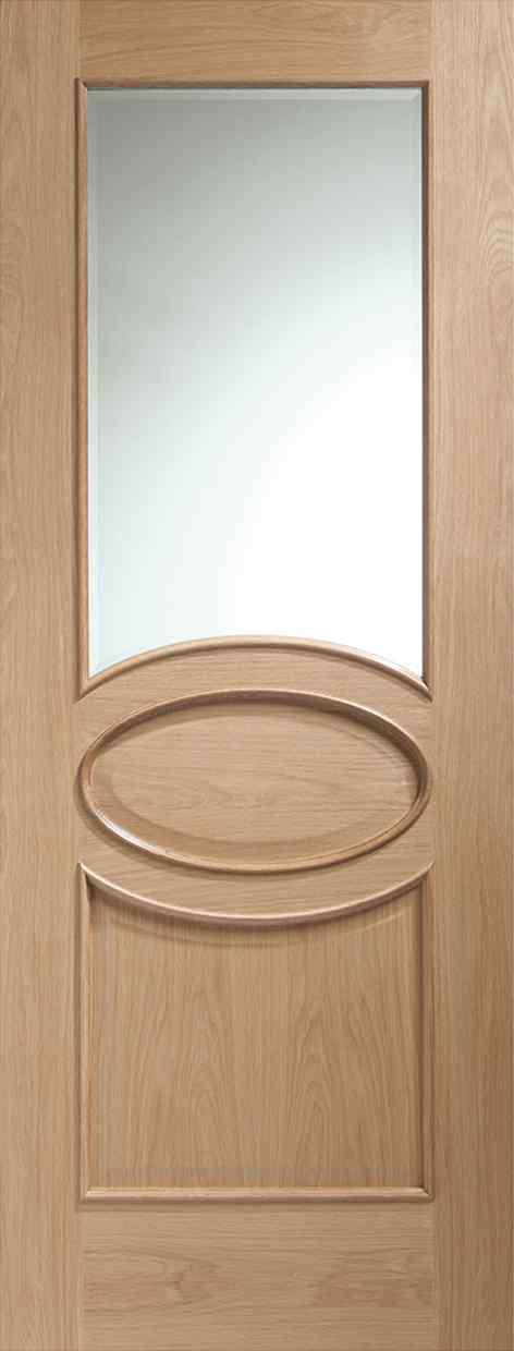 XL Joinery Calabria Internal Oak Glazed Door with Clear Bevelled Glass