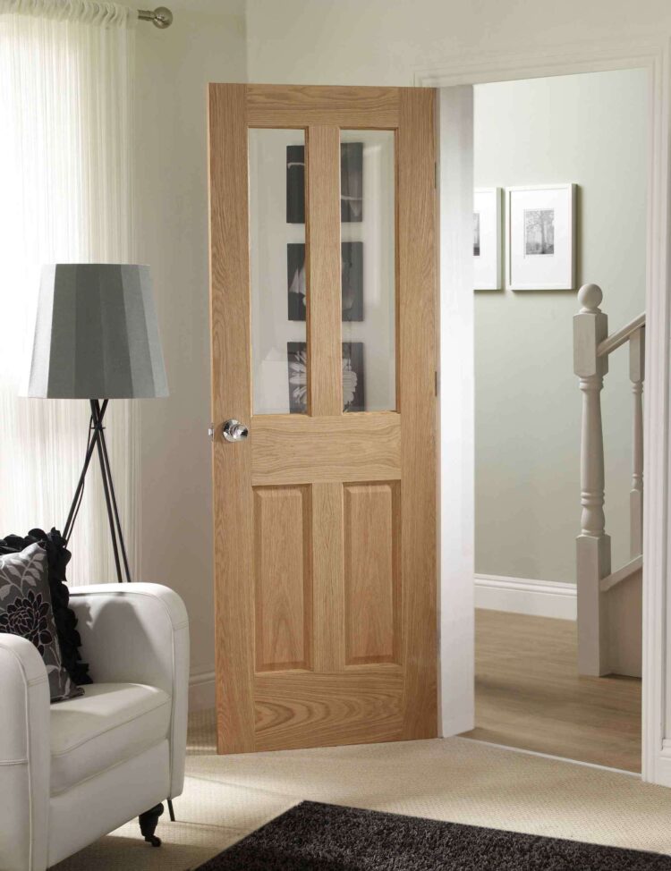 xl joinery malton oak internal glazed door with clear bevelled glass