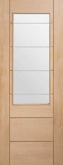 XL Joinery Palermo 2XG Oak Internal Glazed Door with Clear Etched Glass