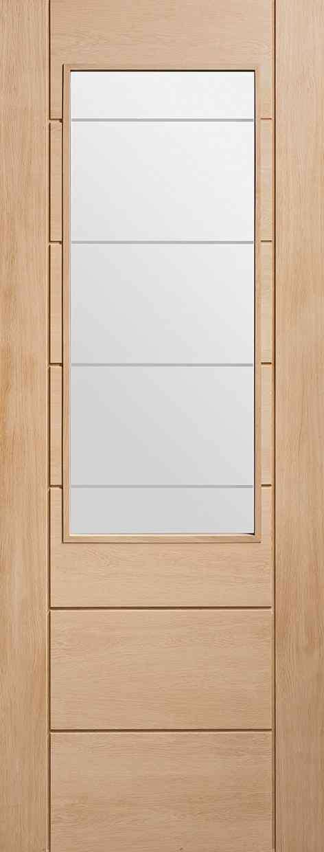XL Joinery Palermo 2XG Oak Internal Glazed Door with Clear Etched Glass