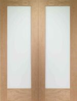 Pattern 10 Internal oak rebated door pair with obscure glass