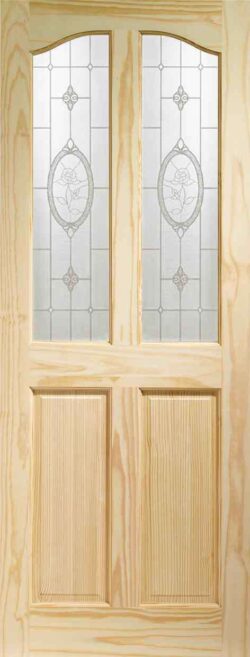 XL Joinery Rio Internal Clear Pine Door with Crystal Rose Glass