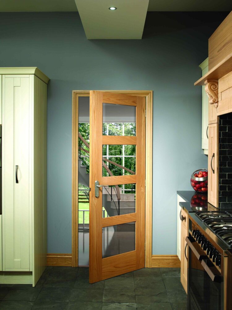 xl joinery shaker 4 light oak clear glass internal glazed door 2