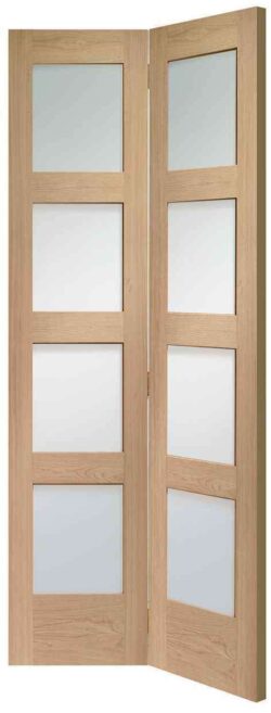 XL Joinery Shaker Bi-Fold Oak Internal Glazed Door with Clear Glass