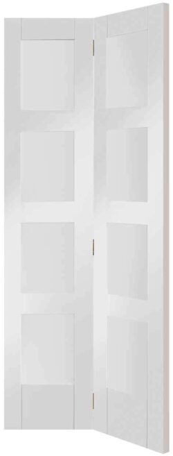 XL Joinery Shaker Bi-Fold Internal White Primed Glazed Door with Clear Glass