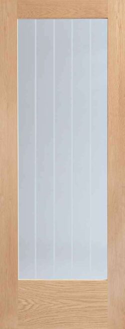 XL Joinery Suffolk Original Internal 1 Light Pre-Finished Oak Etched Glass Glazed Door