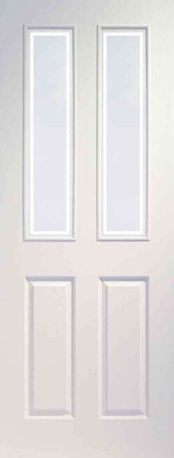 XL Joinery Victorian 4 Panel White Moulded Internal Glazed Door with Forbes Glass