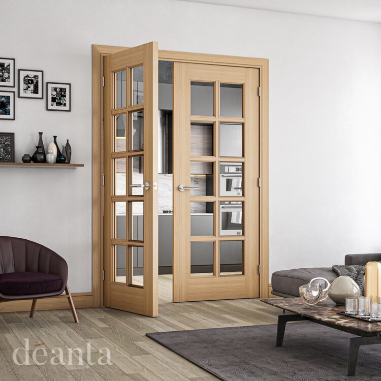 Deanta Bristol Unfinished Oak Bevelled Glazed Internal Door 1