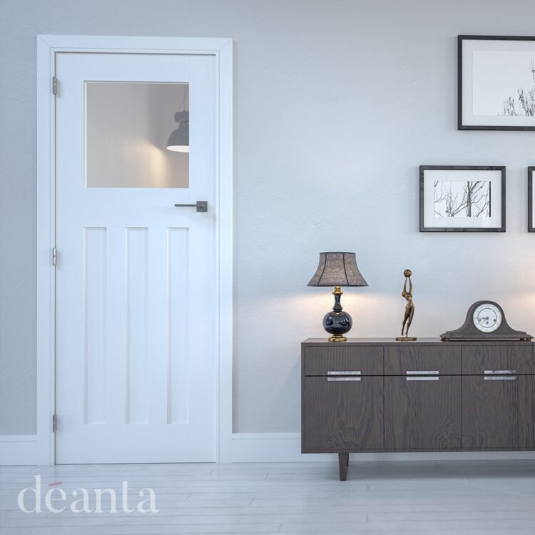 Deanta Cambridge White Primed Glazed Internal Door 1