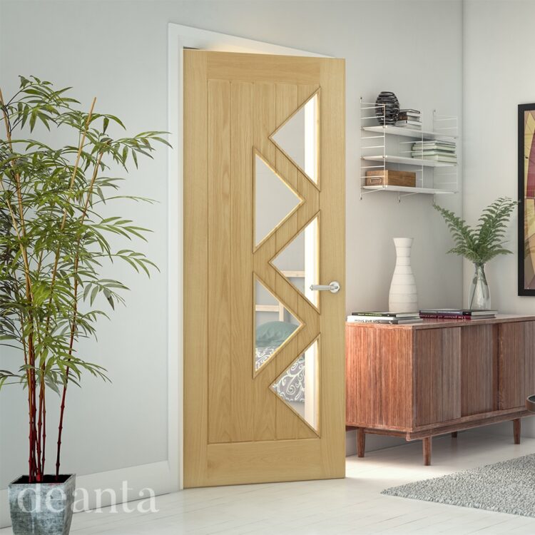 Deanta Ely Prefinished Oak Glazed (5L) FSC Internal Door 1