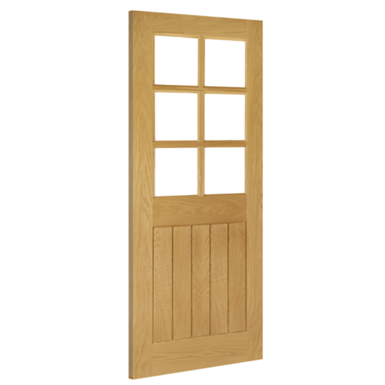 Deanta Ely Unfinished Oak Bevelled Glazed (6L) Internal Door 2