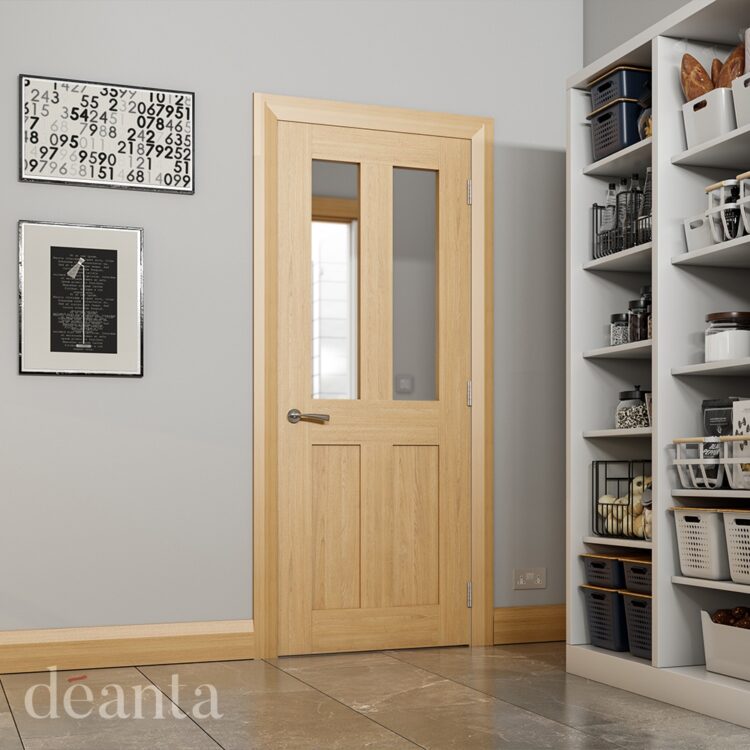 Deanta Eton Unfinished Oak Glazed Internal Door 1