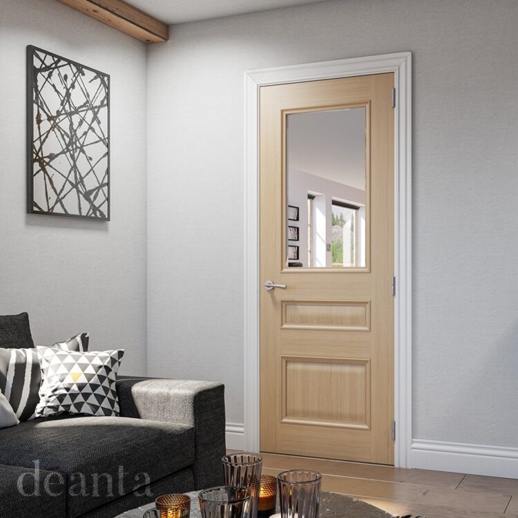 Deanta Windsor Prefinished Oak Bevelled Glazed FSC Internal Door 1