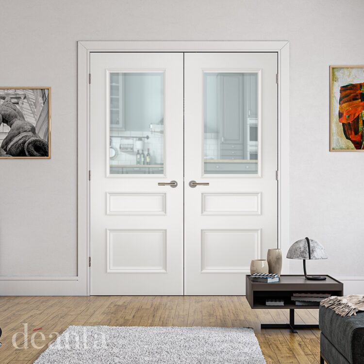 Deanta Windsor White Primed Bevelled Glazed Internal Door 1