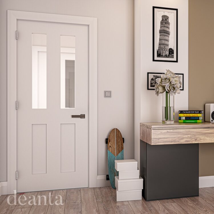 Deanta Eton White Primed Glazed Internal Door 1