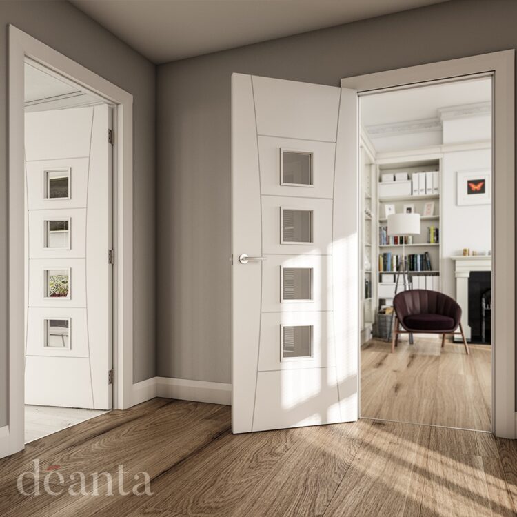 Deanta Pamplona White Primed Glazed Internal Door 1