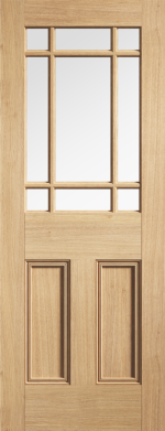 LPD Oak Downham Glazed 9L Unfinished Internal Door