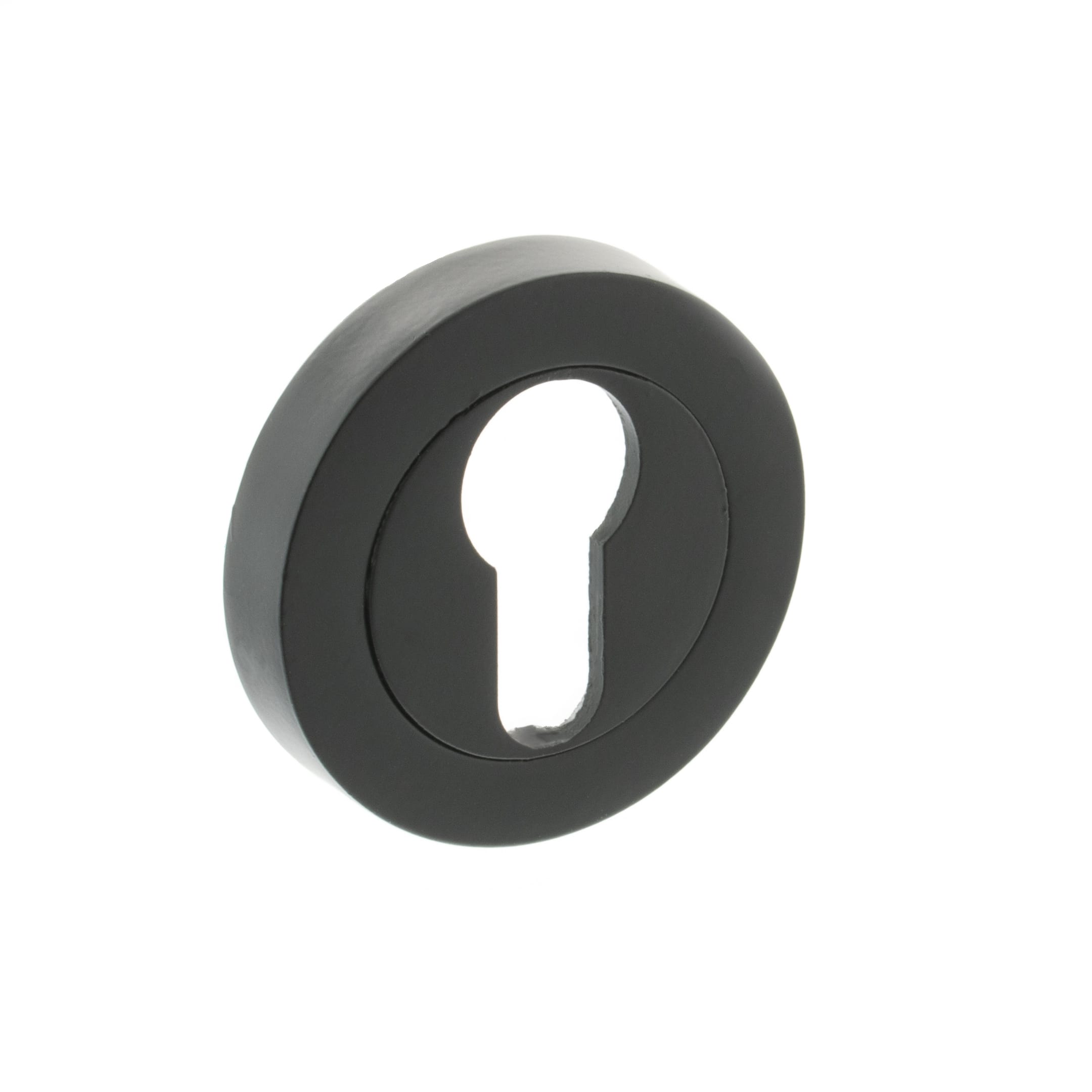 Euro Escutcheons on Round Rose - Matt Black 1 Euro Escutcheons on Round Rose - Matt Black