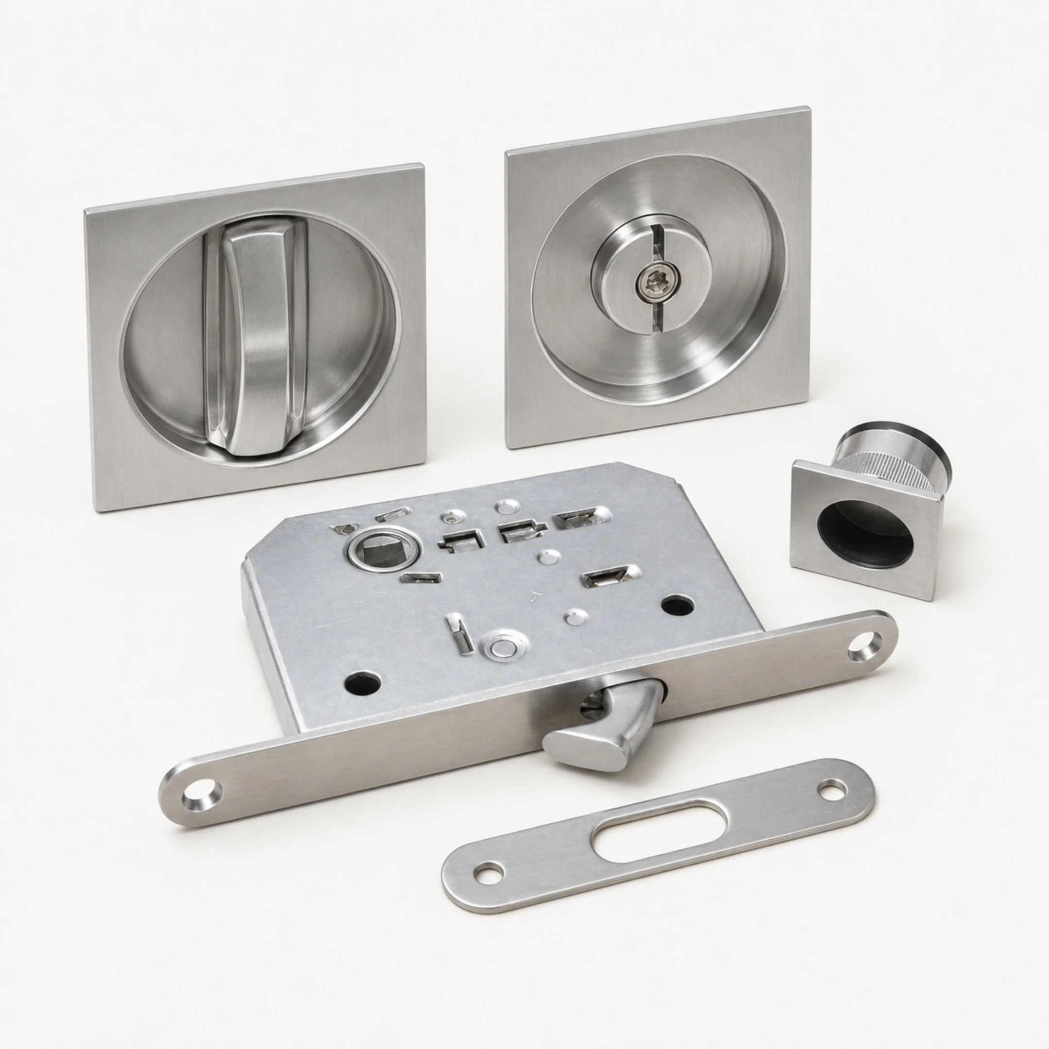 Square Satin Bathroom Lock 2 Square Satin Bathroom Lock - Image 2