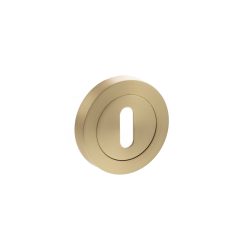 Key Escutcheons on Round Rose - Satin Brass